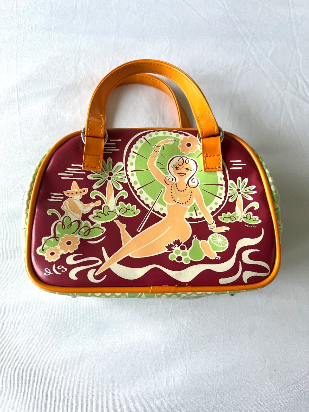 Rare Vintage Dirty Girl Mini Bowler Bag - Tiki Hula Girl - Y2K Retro